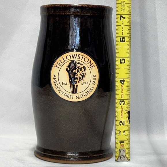 Yellowstone National Park Stoneware Tumbler Mug Sunset Hill Brown USA - Picture 4 of 6